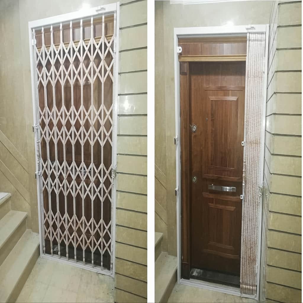 فروش درب آکاردئونی چهار گل لوزی مدل آپارتمانی