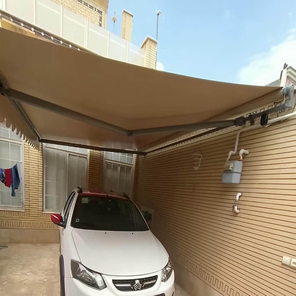 سایبان برقی تراس و بالکن با شیب استاندارد