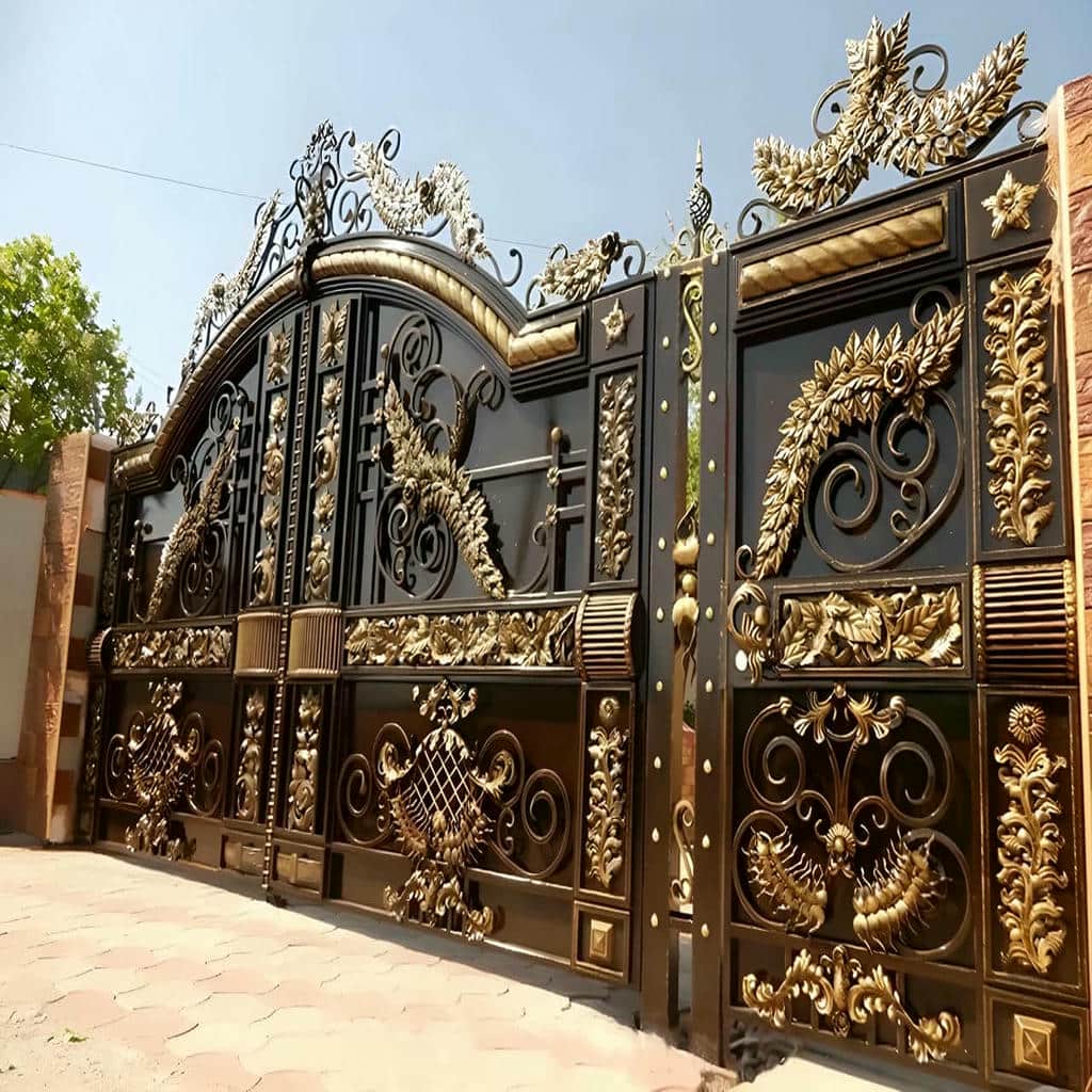 درب ویلایی طرح چوب فلزی با نصب چهارچوب فلزی