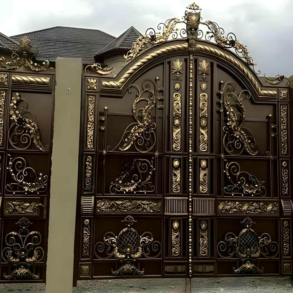 درب پارکینگ برش لیزری طرح هندسی با پوشش رنگ کوره ای