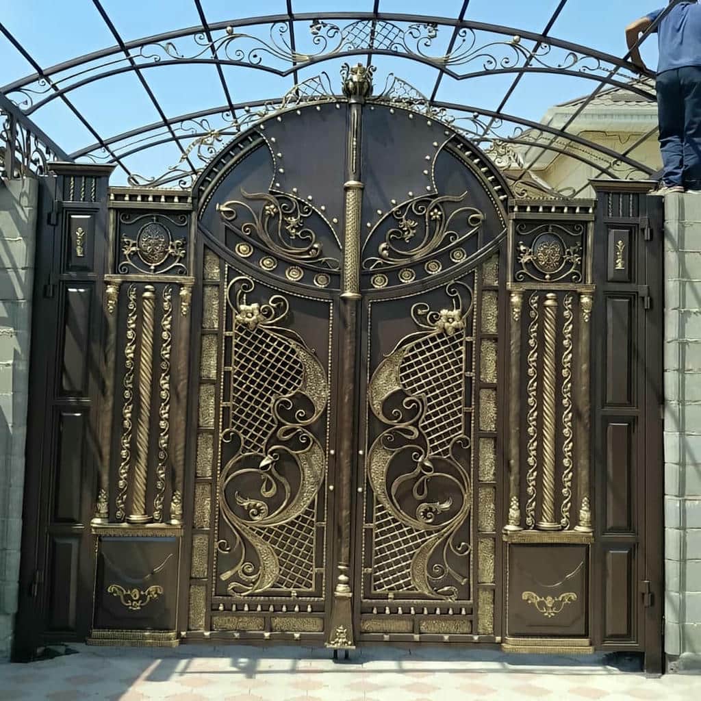 درب حیاط لولایی ستون دار با لولای تقویت شده برای ورودی