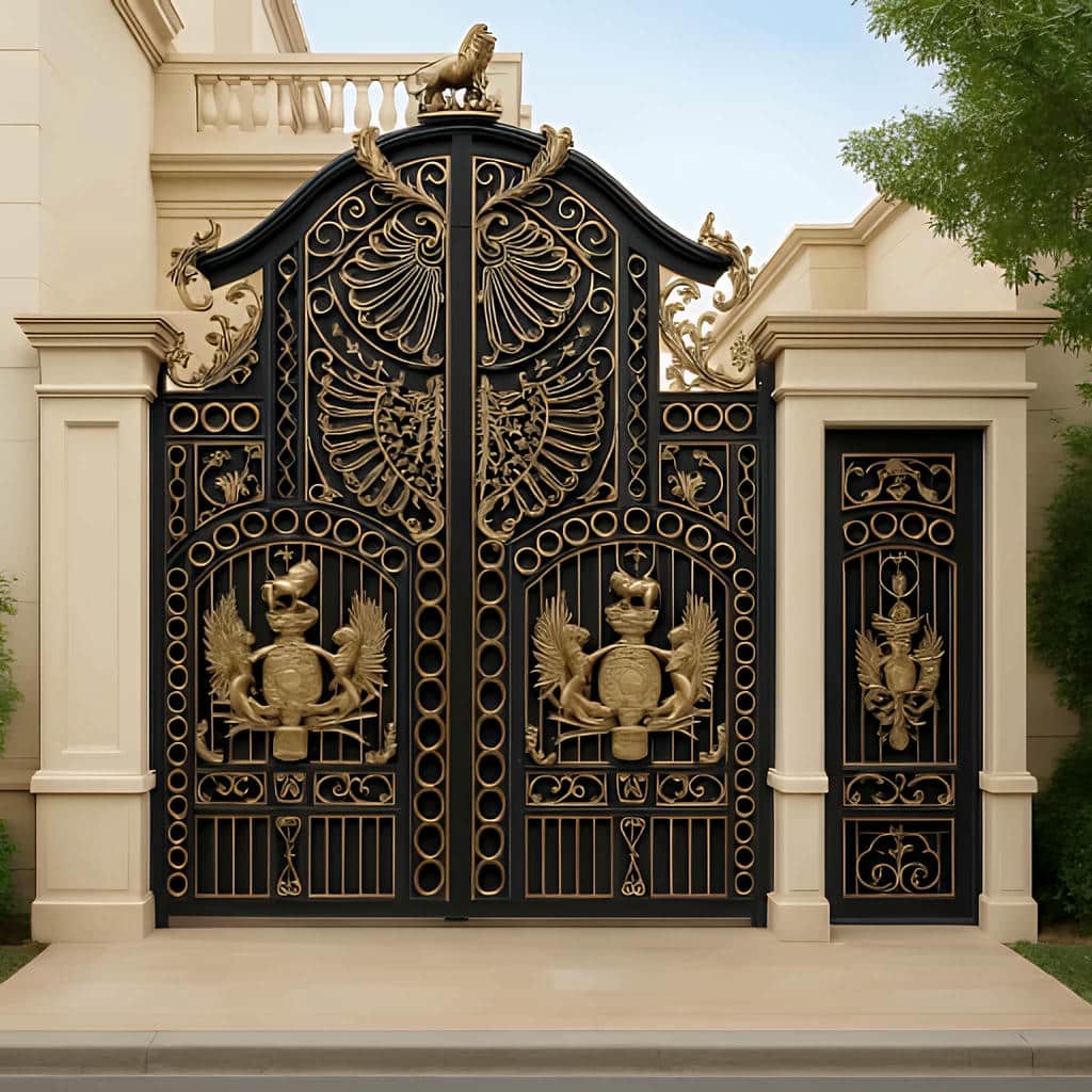درب باغ ویلایی قوسی با رنگ مشکی مات