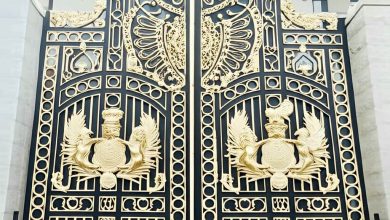 درب پارکینگ برش لیزری طرح هندسی با رنگ مشکی مات