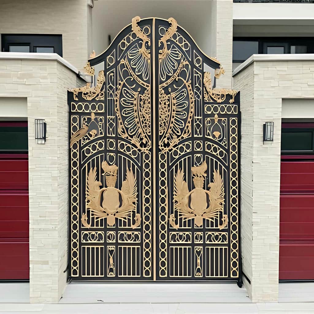 درب پارکینگ برش لیزری طرح هندسی با طرح لوزی مدرن