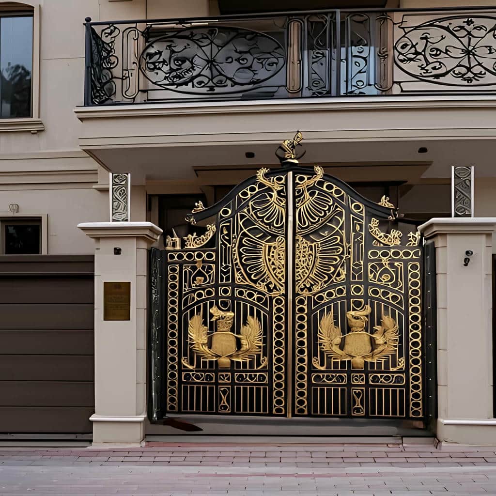 درب لاکچری فلزی نمای ویلا با چهارچوب تراز برای نصب دقیق