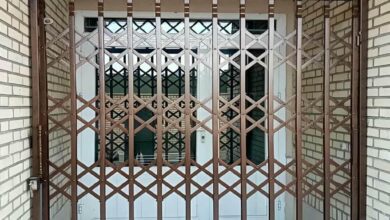 درب آکاردئونی ضد سرقت ساده فلزی