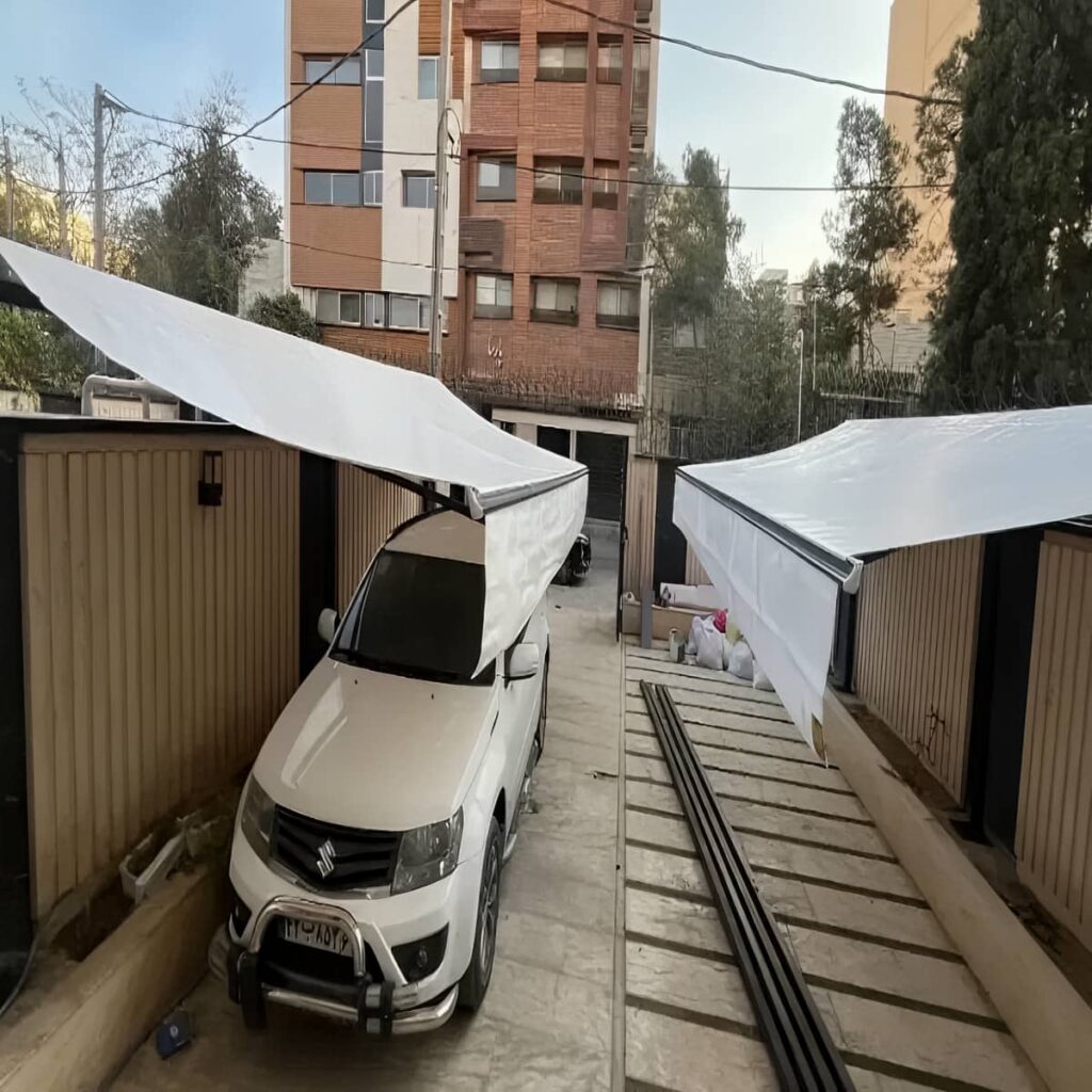 سایبان دوطرفه تاشو با پوشش مقاوم سایبان دوطرفه تاشو با پوشش مقاوم