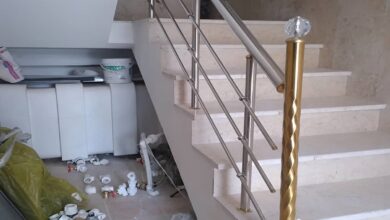 نرده استیل راه پله براق با طراحی مدرن