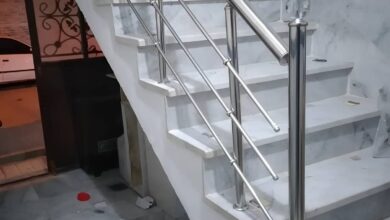 نرده استیل راه پله براق مدرن