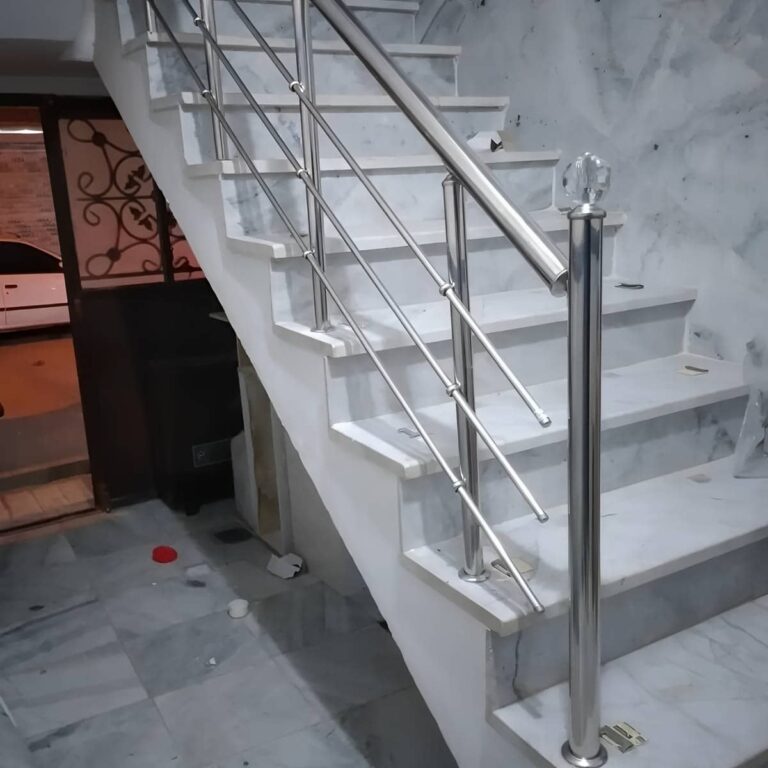 نرده استیل راه پله براق مدرن نرده استیل راه پله براق مدرن