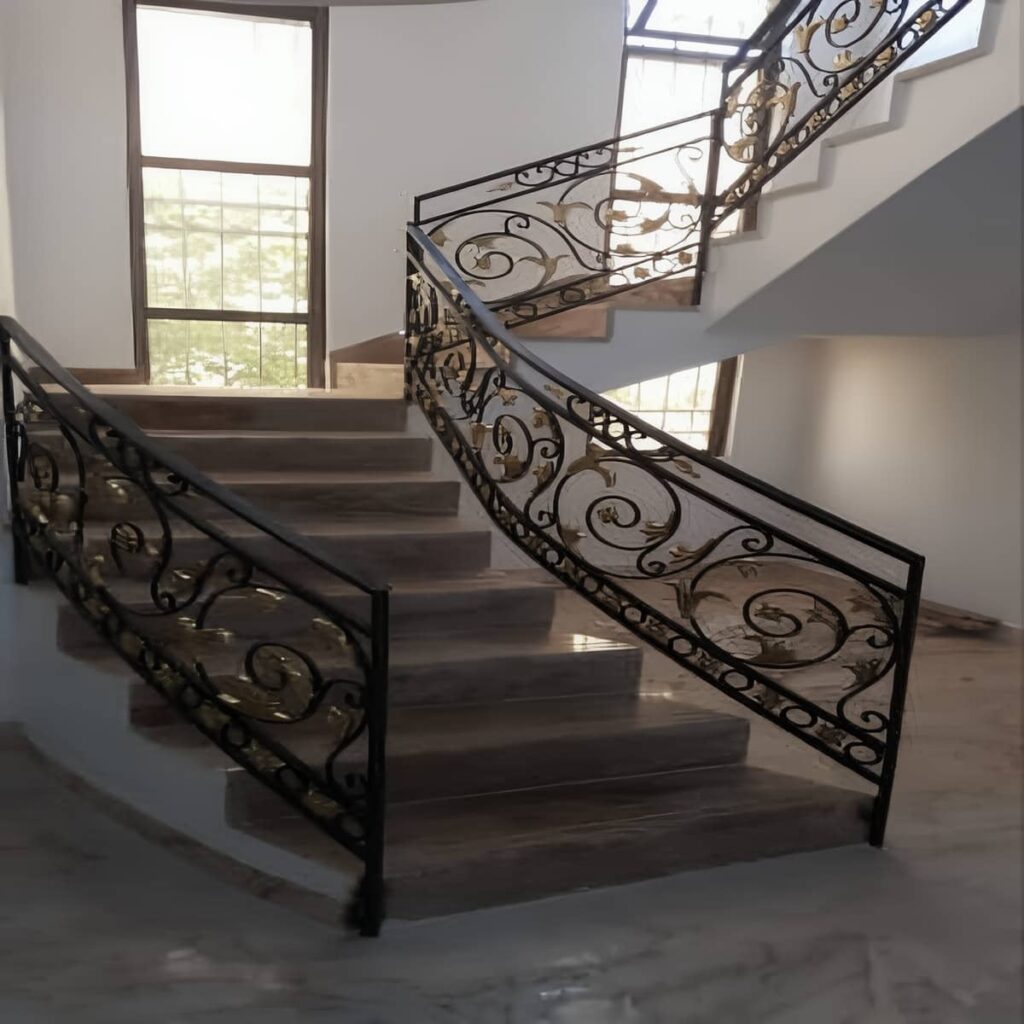 نرده فرفورژه راه پله طرح منحنی