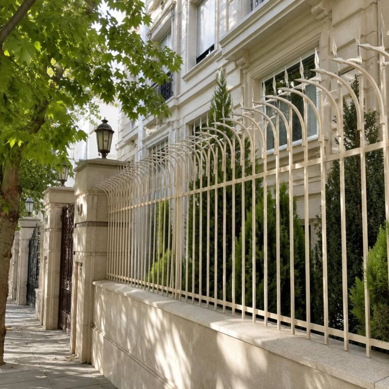 نرده آهنی روی دیوار فلزی