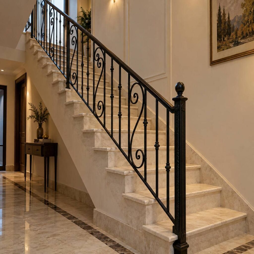 هندریل سفارشی مشکی برای پاگرد عریض رشت
