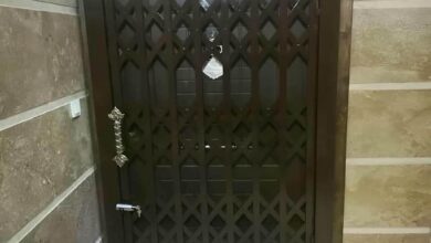 حفاظ درب آکاردئونی مشکی نصب شده استان سیستان و بلوچستان